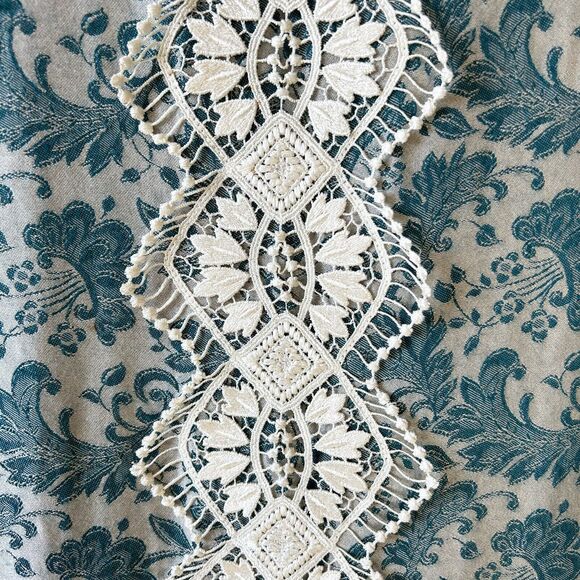 Vintage Jessica McClintock Dress Jacquard Lace-Drop Waist-Back Buttons - Size 6 - Picture 6 of 16